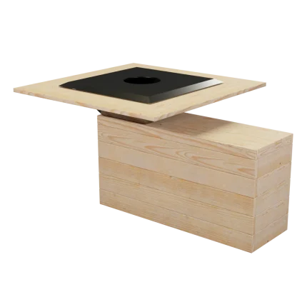 Barbecue con tavolo integrato Montanalegno, realizzato in legno di pino impregnato in autoclave, fatto in Italia