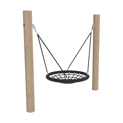 Altalena singola sospesa Montanalegno, modello con 1 cestone, realizzata in legno di robinia, ideale per parchi gioco