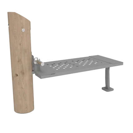 Attrezzo fitness AbShape Montanalegno per esercizi zona addominale, realizzato in legno di robinia e acciaio inox, ideale per aree fitness all'aperto