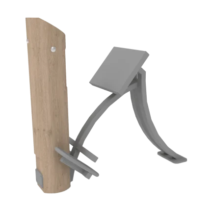 Attrezzo fitness BackShape Montanalegno per esercizi zona lombare, realizzato in legno di robinia e acciaio inox, ideale per aree fitness all'aperto