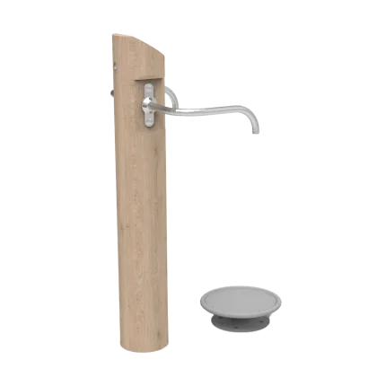 Attrezzo fitness BalanceBoard Montanalegno per esercizi di equilibrio, realizzato in legno di robinia e acciaio inox, ideale per aree fitness all'aperto