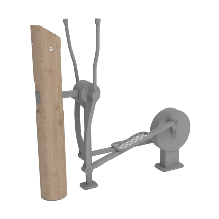 Attrezzo fitness CrossFit Montanalegno per esercizi ellittica, realizzato in legno di robinia e acciaio inox, ideale per aree fitness all'aperto