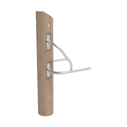 Attrezzo fitness inclusivo ParallelBars Montanalegno per esercizi braccia, realizzato in legno di robinia e acciaio inox, ideale per aree fitness all'aperto
