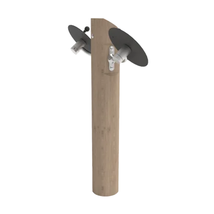 Attrezzo fitness Tai Chi Spinner singolo Montanalegno per esercizi di mobilità delle spalle, realizzato in legno di robinia e acciaio inox, ideale per aree fitness all'aperto
