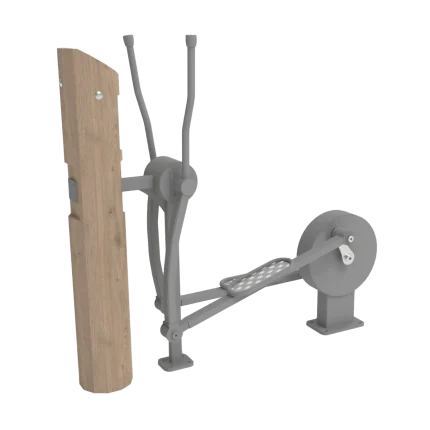 Attrezzo fitness senior CrossFit Montanalegno per esercizi ellittica con resistenza regolabile, realizzato in legno di robinia e acciaio inox, ideale per aree fitness all'aperto