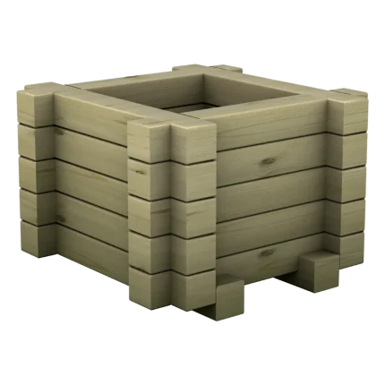 Fioriera quadrata da esterno Montanalegno, modello Cubik, realizzata in legno di pino impregnato in autoclave, fatta in Italia