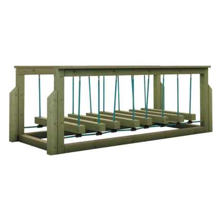 Ponte mobile per parco giochi Montanalegno, modello Canyon, realizzato in legno di pino impregnato in autoclave, fatto in Italia