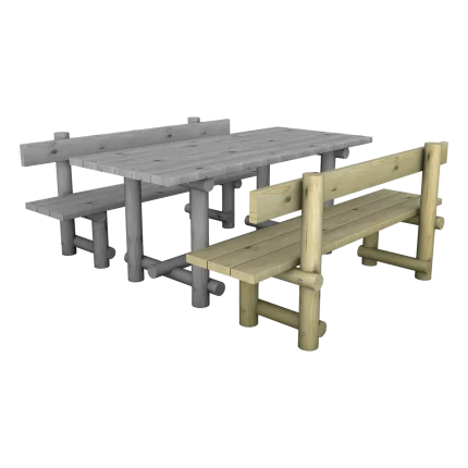 Panca da esterno Montanalegno, modello Happy Garden, realizzato in legno di pino impregnato in autoclave, fatto in Italia