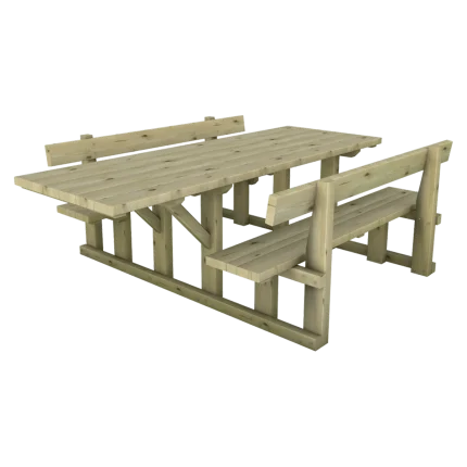Tavolo da picnic per disabili Montanalegno, modello Spluga, realizzato in legno di pino impregnato in autoclave, fatto in Italia