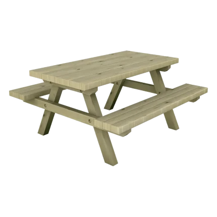 Tavolo da esterno per bambini Montanalegno, modello Stelvio Baby, realizzato in legno di pino impregnato in autoclave, fatto in Italia.