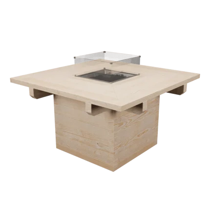 Tavolo con braciere centrale Montanalegno, realizzato in legno di pino impregnato in autoclave, fatto in Italia.