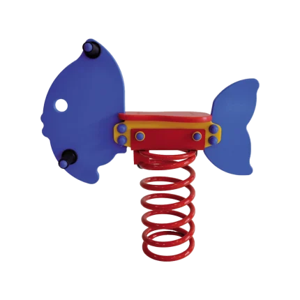 Gioco a molla Pesce Montanalegno, realizzato in HDPE, ideale per parchi gioco