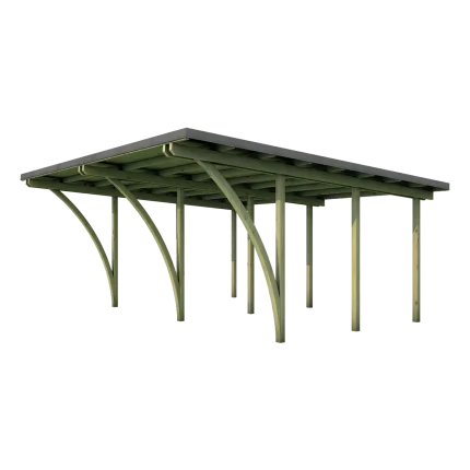 Carport Montanalegno, modello Imola, realizzato in legno di pino impregnato in autoclave, fatto in Italia