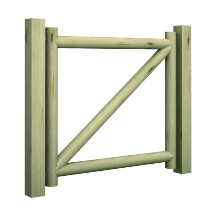Cancello in legno Montanalegno, modello Masino con battente singolo, realizzato in legno di pino impregnato in autoclave, fatto in Italia