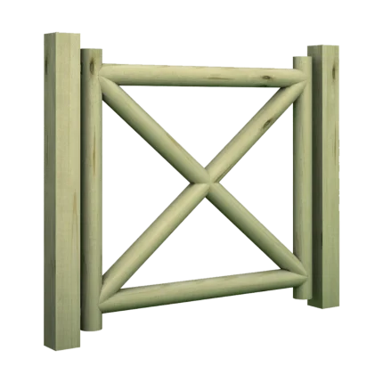 Cancello in legno Montanalegno, modello S. Andrea con battente singolo, realizzato in legno di pino impregnato in autoclave, fatto in Italia