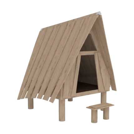 Capanna gioco Montanalegno, modello Capanna su palafitta, realizzata in legno di robinia, ideale per parchi gioco