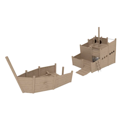 Torretta gioco nave Montanalegno, realizzata in legno di robinia, ideale per parchi gioco o parchi tematici