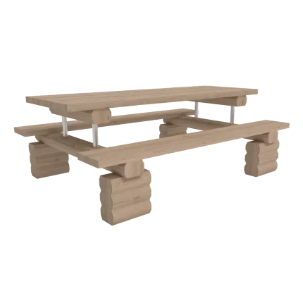 Tavolo da esterno Montanalegno, realizzato in legno di robinia e acciaio inox, ideale per aree picnic e parchi