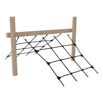 Rete arrampicata Montanalegno, modello doppia rete diagonale, realizzata in legno di robinia,ideale per aree gioco