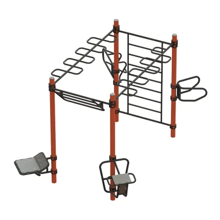 Strutttura calisthenics multifunzione Montanalegno, misure 470 x 310 x h. 275 cm in acciaio, ideale per fitness outdoor