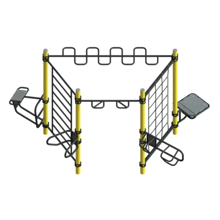 Strutttura calisthenics multifunzione Montanalegno, misure 460 x 280 x h. 255 cm in acciaio, ideale per aree fitness all'aperto