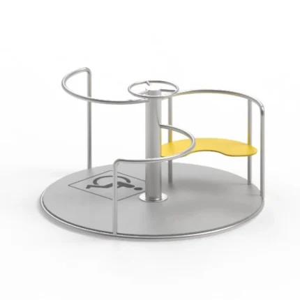 Giostrina inclusiva Montanalegno, con accesso facilitato per sedia a rotelle, in acciaio inox, ideale per aree gioco inclusive