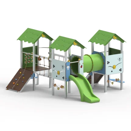 Torretta gioco per bambini in alluminio con tunnel , scivolo e rampa
